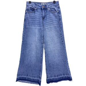 Rewash Blue Wide Leg Jeans 1 25 High Rise Raw Hem Stretch Denim